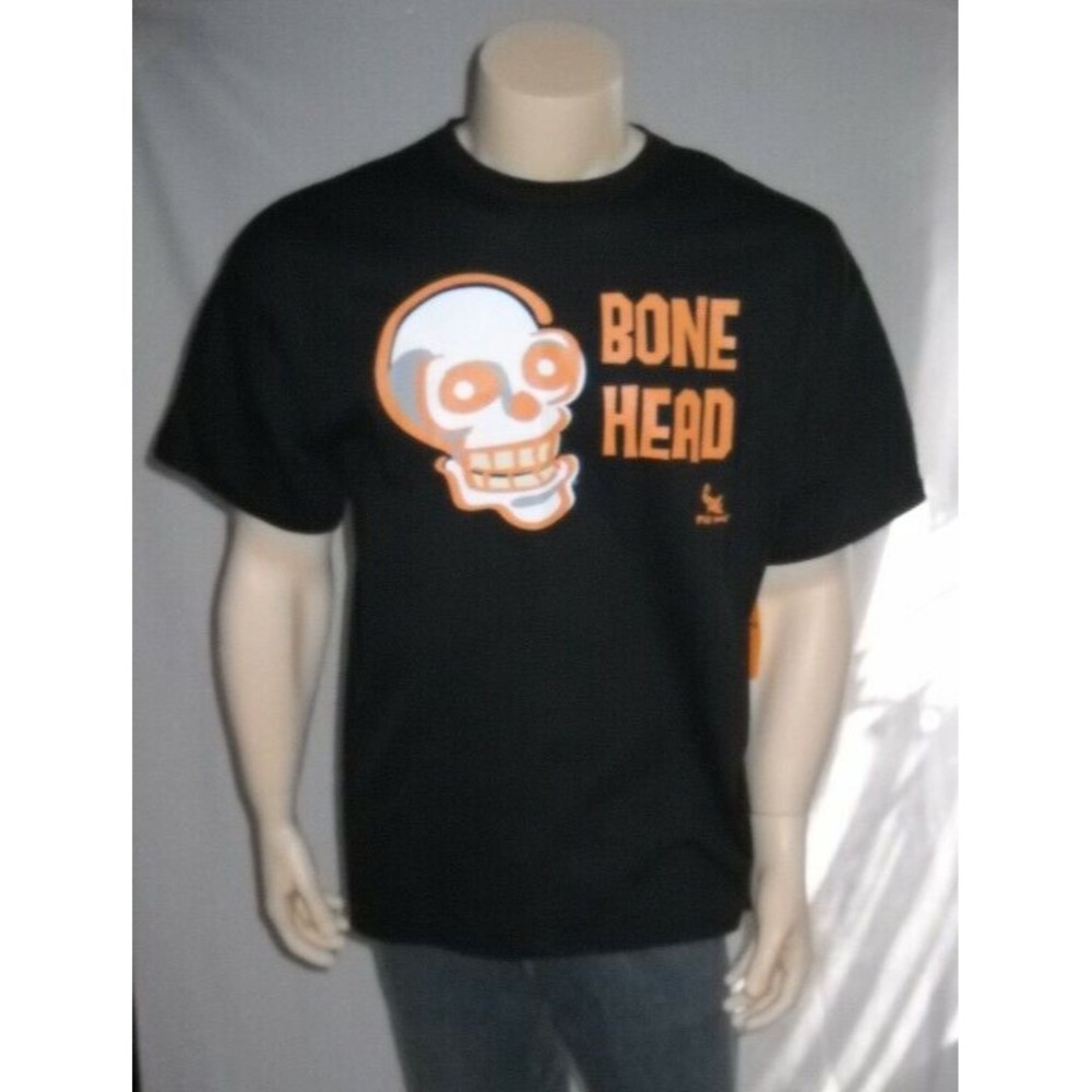 Y2K BONEHEAD Black Cotton T Shirt Men's Size Small NOS